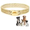 Solid Gold Metal Chain Collar for American Pitbull and German Shepherd