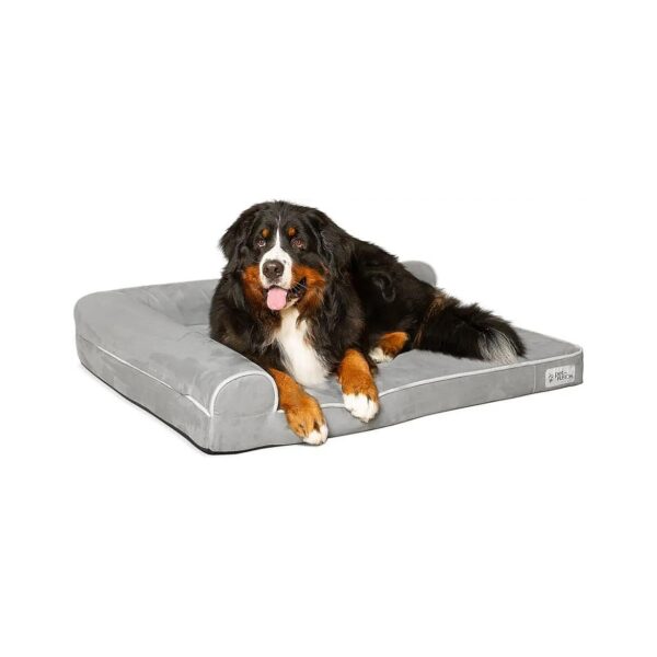 Solid Memory Foam Dog Bed with Bolster Design and Micro-Suede Cover for Large Breed Dogs