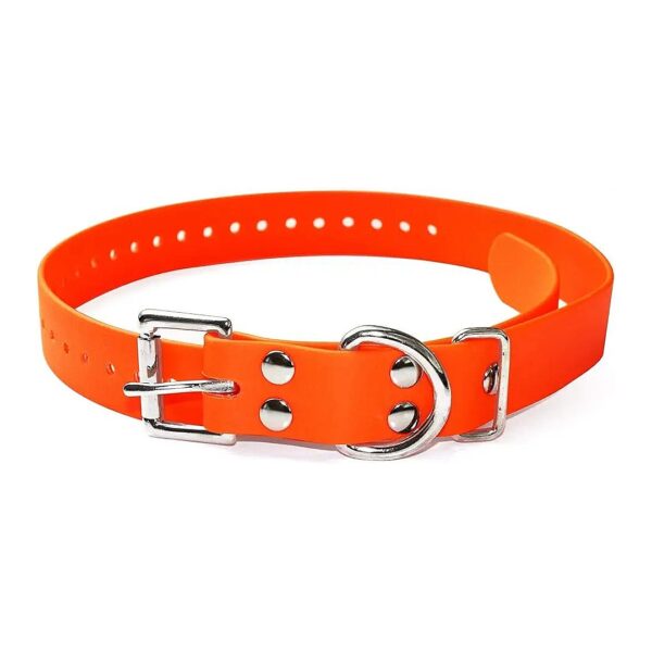 Solid Orange Biothane Dog Collar with Metal Buckle and D Ring for Custom Fit and Comfort