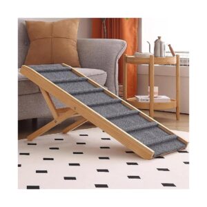 Solid Wood Dog Ramp for Small to Large Dogs Accessing High Beds and Spaces