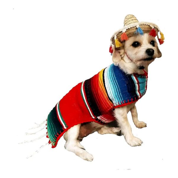 Sombrero Set, Small Red, Unique Pet Costume and Sweater Fit for Small to Large Breeds