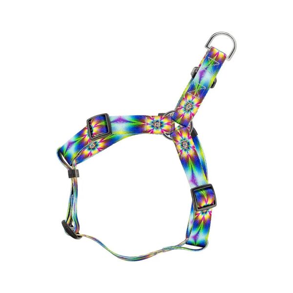 Sourced Tie Dye Flowers Step-In Dog Harness with Adjustable Straps and Medium Size