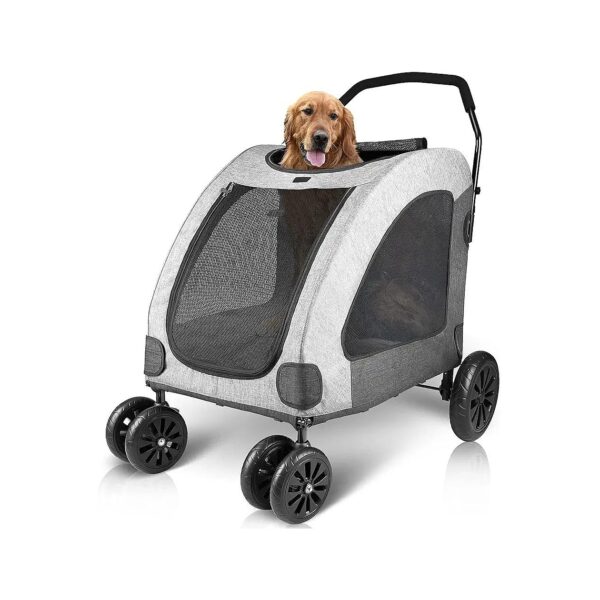 Spacious Breathable Pet Stroller with Storage Bag for Medium Dogs