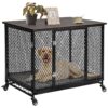 Spacious Dog Kennel Side Table with Cushion and Wire Floor for Small Medium Large Dogs