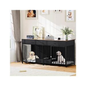 Spacious Dog Kennel with Feeder and Storage for Energetic Dogs