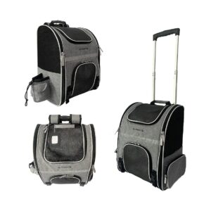 Spacious Pet Backpack Stroller with Detachable Wheel Assembly for Travel