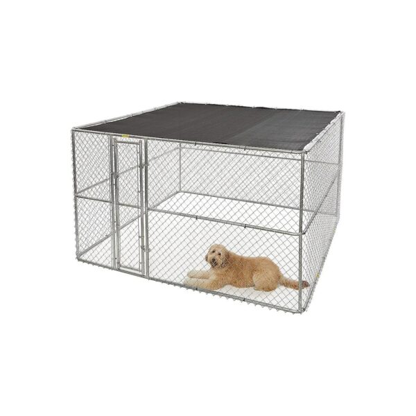 Spacious XX-Large Outdoor Dog Kennel with Chain Link Construction and Free Sunscreen