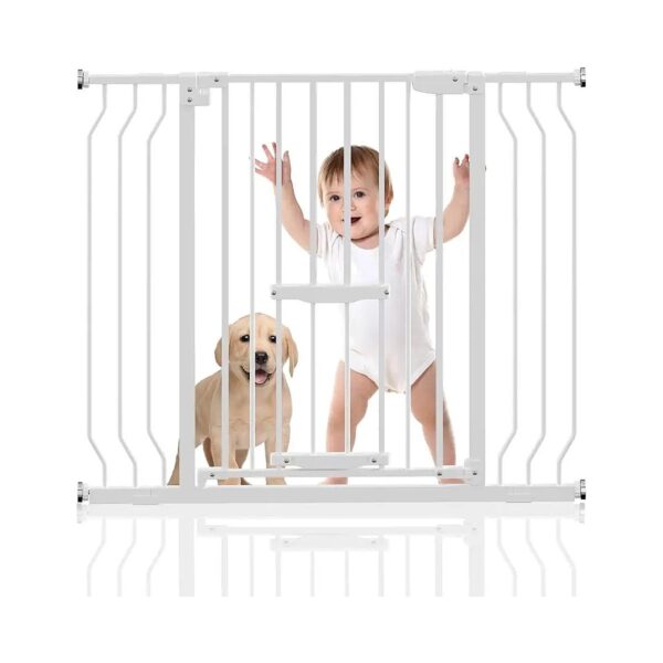 Spacious and Adjustable Baby Gate with Cat Door for Large Pets