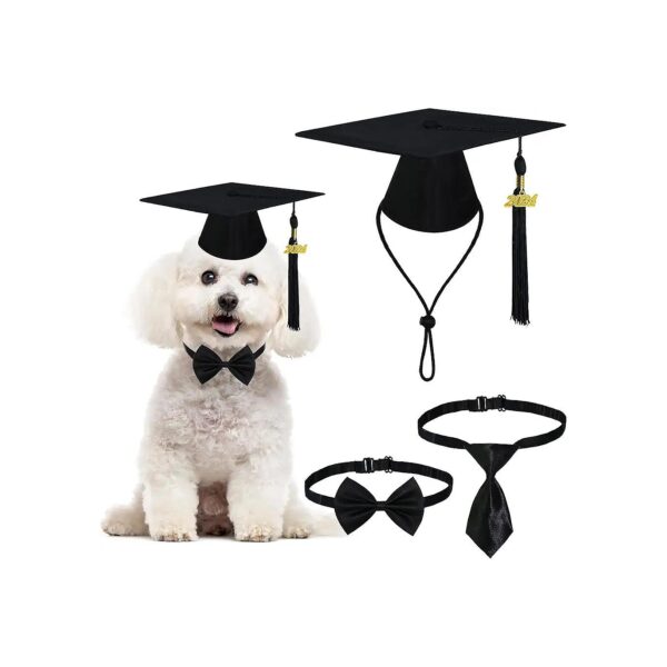 Special Dog Graduation Outfit Set with Adjustable Cap and Necktie Collar