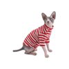 Sphynx Hairless Cat Apparel - Red Stripe Fine Cotton T-Shirt for Cats and Small Dogs