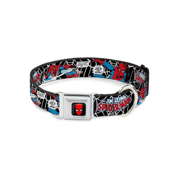 Spiderman Muliti Color Dog Collar with Seatbelt Buckle Pattern Necks 11-17