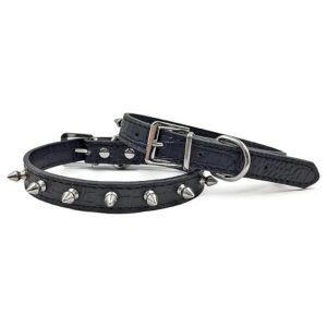 Spike Collar with Adjustable Length and Double Ring Closure for Small Breed Dogs and Cats