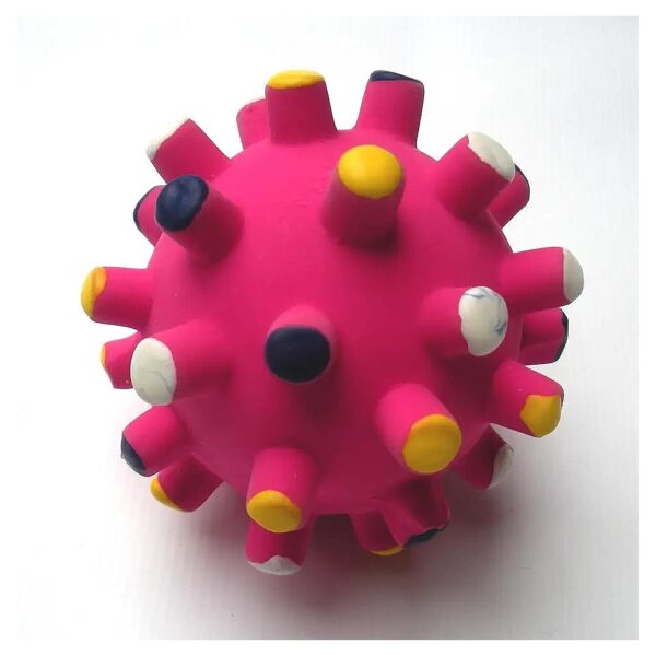 Spiked Floral Latex Dog Squeaky Chew Toy Soft Textured Ball 36 Non Toxic