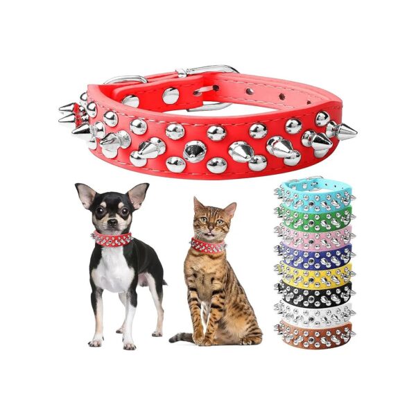 Spiked Leather Collars for Small Medium Large Dogs and Cats