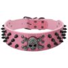 Spiked PU Leather Adjustable Dog Collar for Medium and Large Breed Pets Pink2 Colors