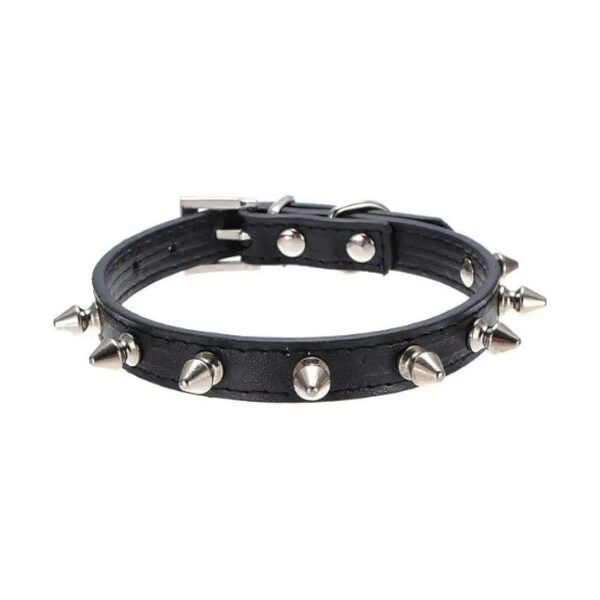 Spiked PU Leather Dog Collars for Small Dogs Adjustable and Eco-Friendly Black XS