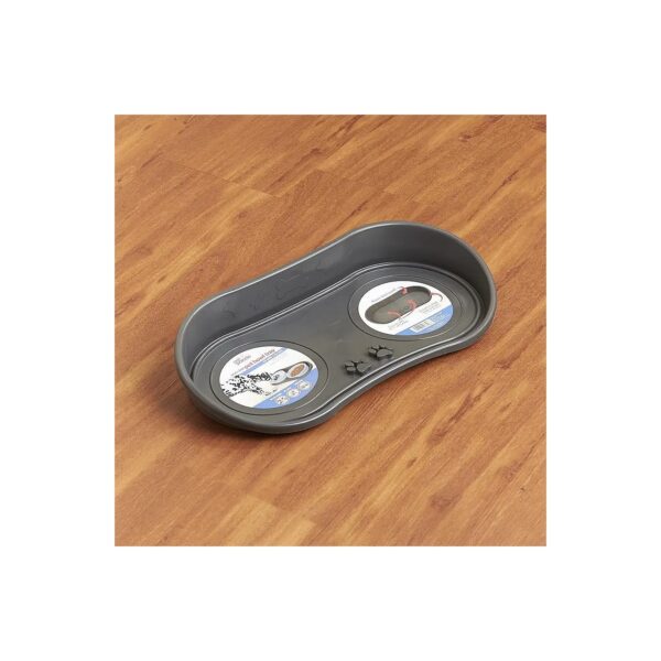 Spill Pet Bowl Tray with Fillable Moat for Ant Barrier Gray