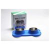 Spill Proof Blue Silicone and Stainless Steel Double Dog Bowls