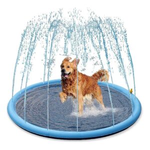 Splash Pad for Kids and Dogs 59 inch Blue Water Pool and Toys