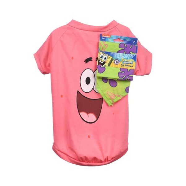 SpongeBob SquarePants Patrick Pink Shirt and Green Bandana Combo for Small Size Dogs