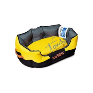 Sporty Comfort Cushioned Dog Bed Mat for Medium Breeds in Sporty Yellow and Black