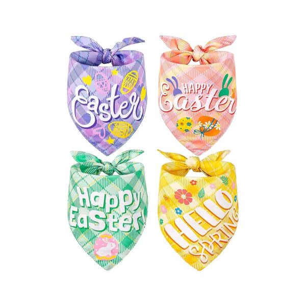 Spring Easter Dog Bandanas Soft Velvety Triangle Bibs Pet Gift Decorations