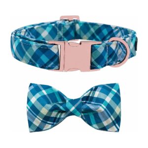 Spring-Lock Breakaway Dog Collar with Soft Cotton and Hand-Sewn Bow Tie for Pets