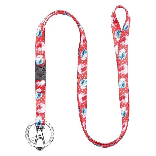 Spring Scent Inspired Rose and Polka Dot Print Women Fashion Lanyard Keychain