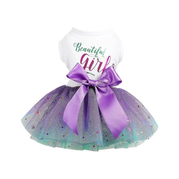 Spring Summer Dog Dress for Small Girls with Gradient Sequin Mesh Tutu Design