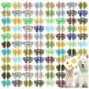 Spring and Summer Pet Grooming Accessories with 80 Pcs Dog Collars and Bows