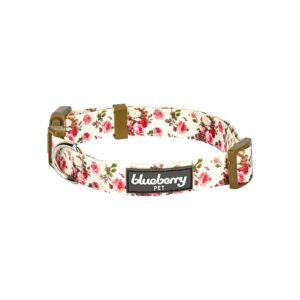 Spring-inspired Pink Rose Print Adjustable Polyester Dog Collar 12-16 Inches