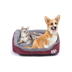 Square Fleece Dog Bed Mattress with Waterproof Bottom for Year-Round Comfort