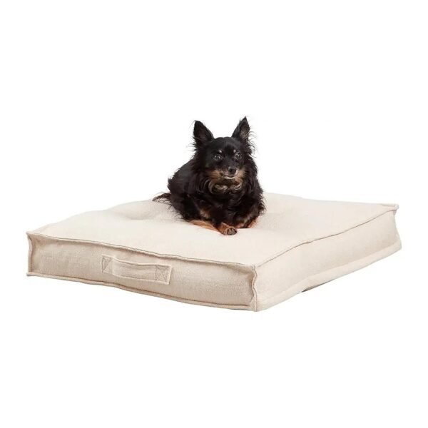 Square Tufted Pillow Dog Bed with Reversible Washable Cover Cream Small 24x24