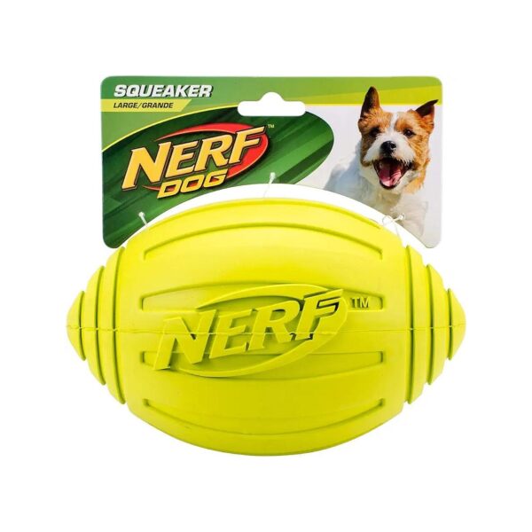 Squeaker Football Dog Toy for Medium Large Breeds Green and Durable