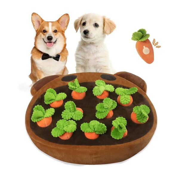 Squeaky Brown Carrot Snuffle Mat Puzzle for Small Medium and Large Dogs