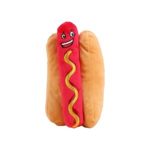 Squeaky Cartoon Hot Dog Shaped Dog Toy for Small to Medium Breed Puppies