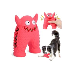 Squeaky Dog Toy for Small Breeds with Natural Rubber Teeth Cleaning and Fun Sounds