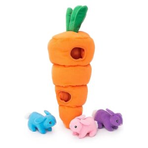 Squeaky Easter Carrot Hide and Seek Plush Dog Toy for Hide and Seek Fun