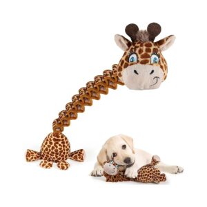 Squeaky Giraffe Plush Toy for Large Dogs with Crinkled Paper Stimulation