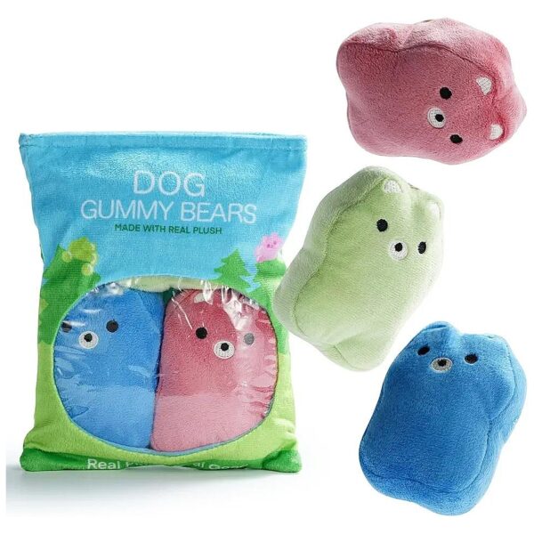 Squeaky Gummy Bear Plush Dog Toys with Crinkle Paper and Soft Fabric for Small Dogs