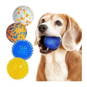 Squeaky Interactive Rubber Dog Balls for Small to Medium Breed Dogs with Chewers