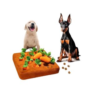 Squeaky Plush Carrots Snuffle Mat for Dogs with Puzzle Toys and Foraging Functionality