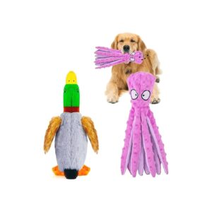 Squeaky Plush Dog Toys for Puppies and Small Medium Large Pets No Stuffing No Mess