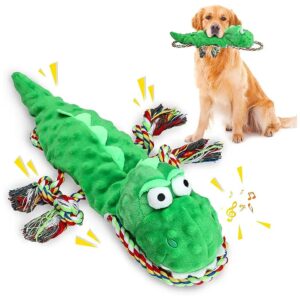 Squeaky Plush Dog Toys with Durable Cotton Rope for Small Medium Large Dogs