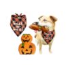 Squeaky Pumpkin Toy and Checkered Bandana Combination for Small Medium Dogs