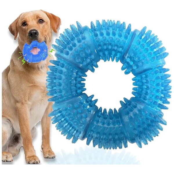 Squeaky Rubber Dog Teething Ring for Medium to Large Aggressive Chewers