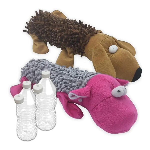 Squeaky Water Bottle Toy for Dogs 2 Pack with Replacement Squeakers for Ultimate Fun