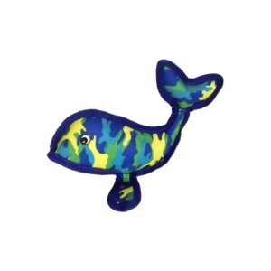 Squeeze Me Whale Dog Toy Blue Durable Squeaky Camouflage Nylon Toy for Dogs