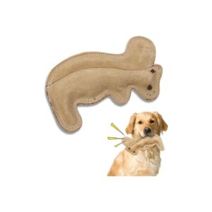 Squirrel Dog Toy Made from Real Leather with Double Stitched Seams for Durability