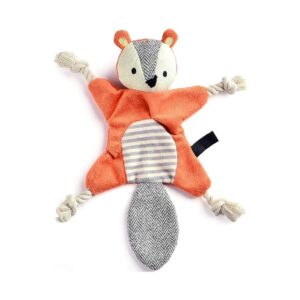 Squirrel Dog Toy with Crinkle Paper Squeaker and Rope Knots for Small Dogs